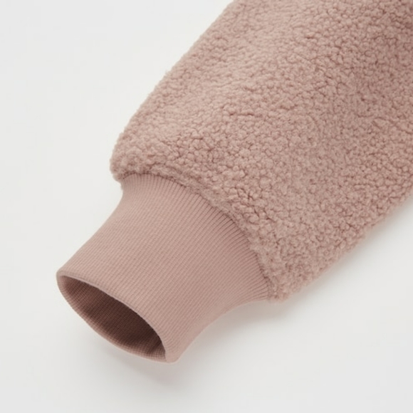 NWOT Uniqlo Cream Sherpa Fleece Pile Lined Cropped Teddy Bomber Jacket XS - Picture 3 of 16